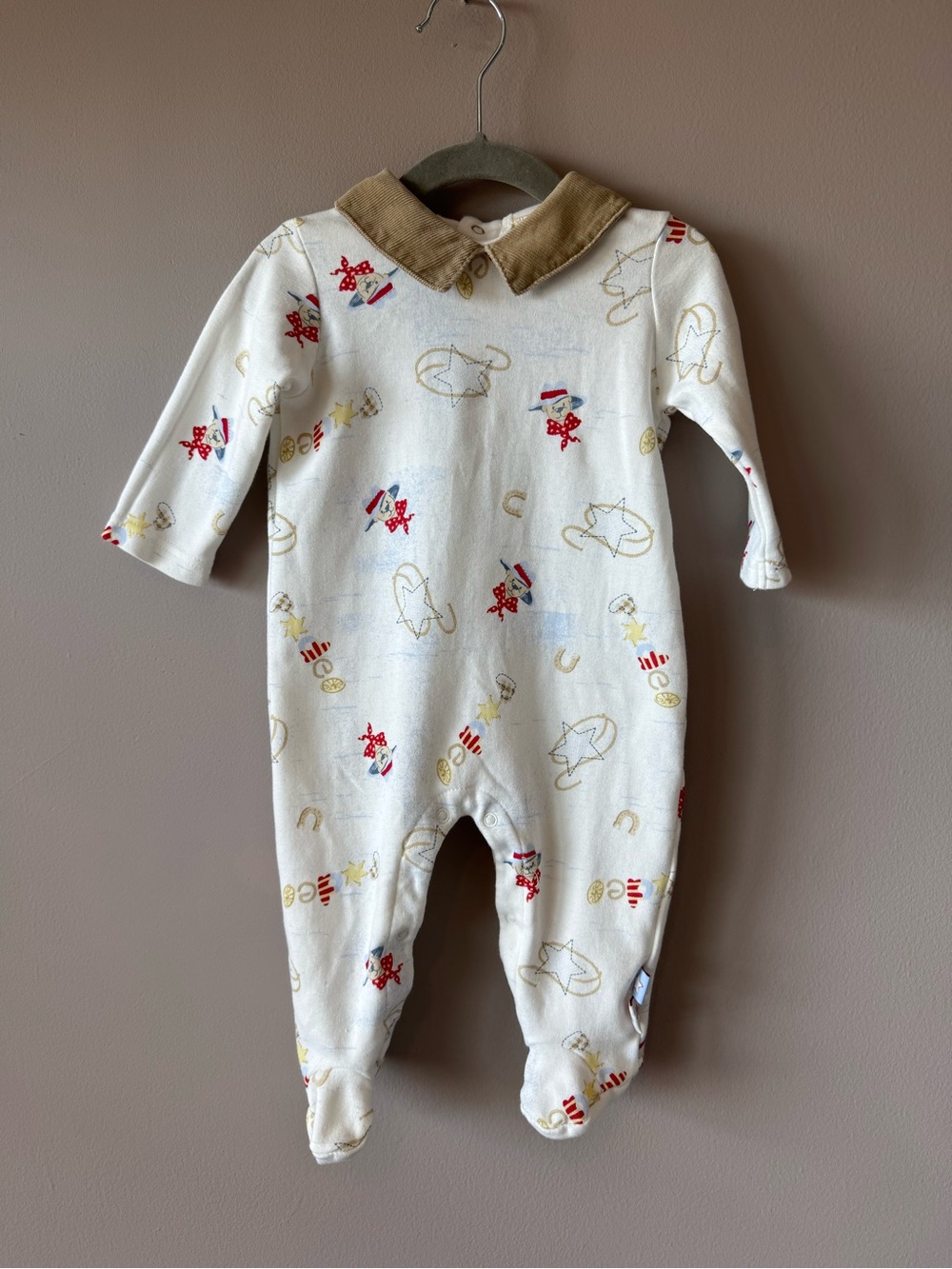 Vintage Laura Ashley Corduroy Collar Rodeo One Piece Footed‎ Romper 9 months